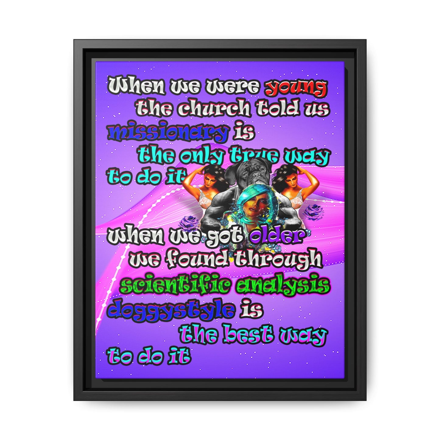 doggystyle - framed canvas art (purple-pink wave)