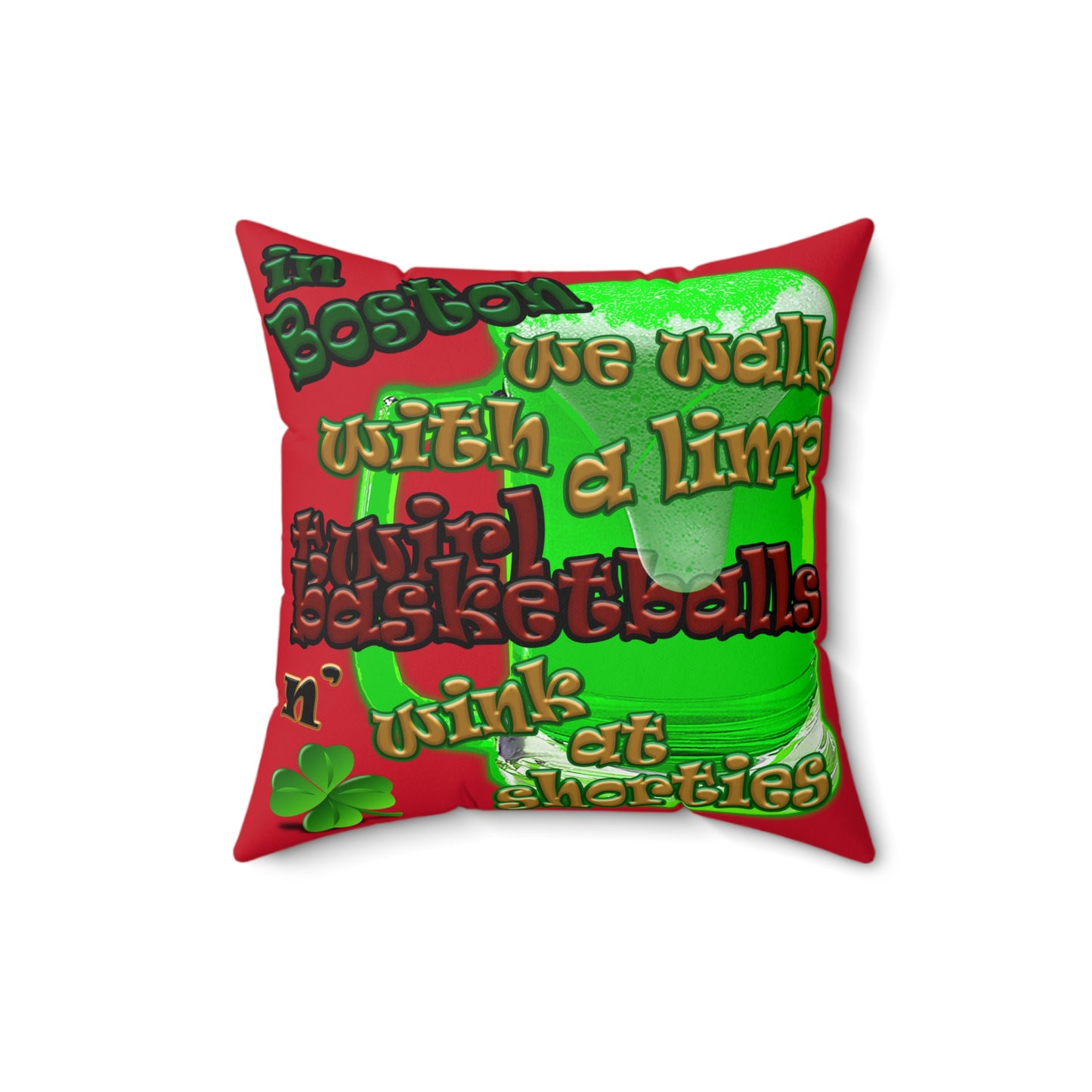 celtics logo - Spun Polyester Square Pillow - (dark red)