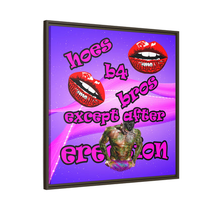 hoes b4 bros - framed canvas art (purple-pink wave)