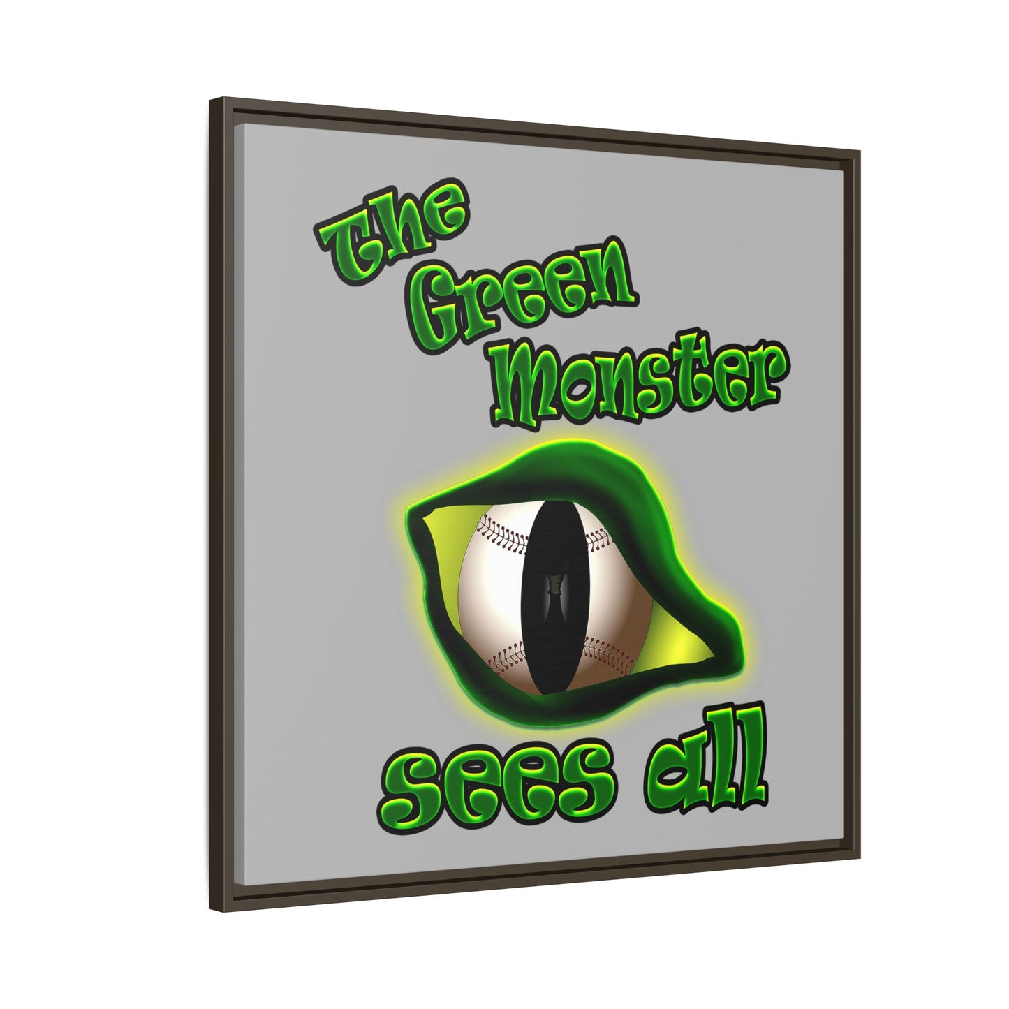 green monster - framed canvas art (light grey)