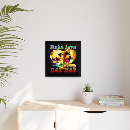 love peace - framed canvas art (black)