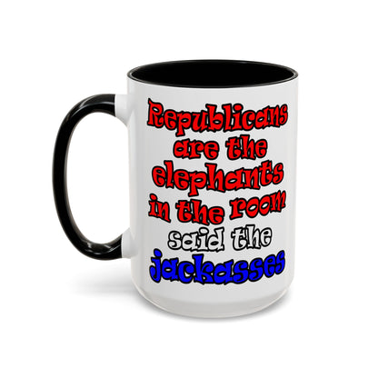 donkeys and elephants - Accent Mug (white)