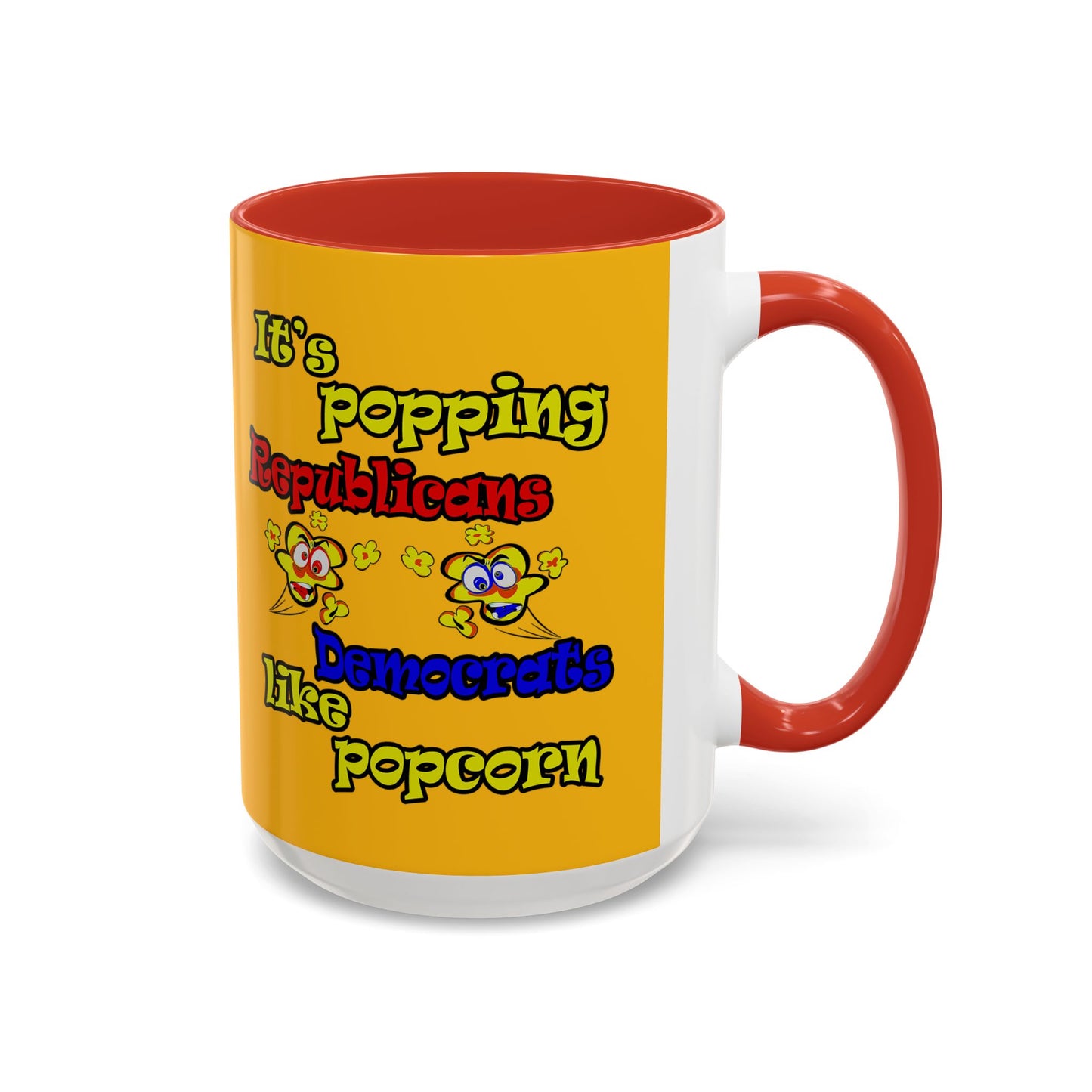 popping like popcorn - Accent Mug (yellow)