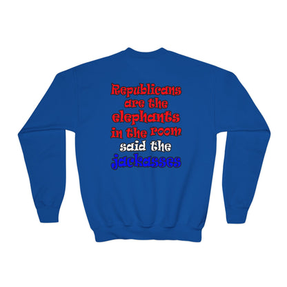 donkeys and elephants - Youth Crewneck Sweatshirt