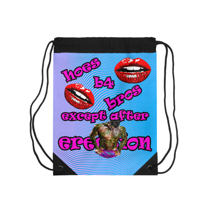 hoes b4 bros - Drawstring Bag (light blue-purple wave)