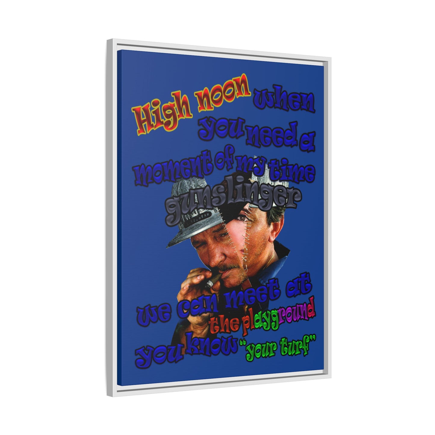 high noon - framed canvas art (dark blue)