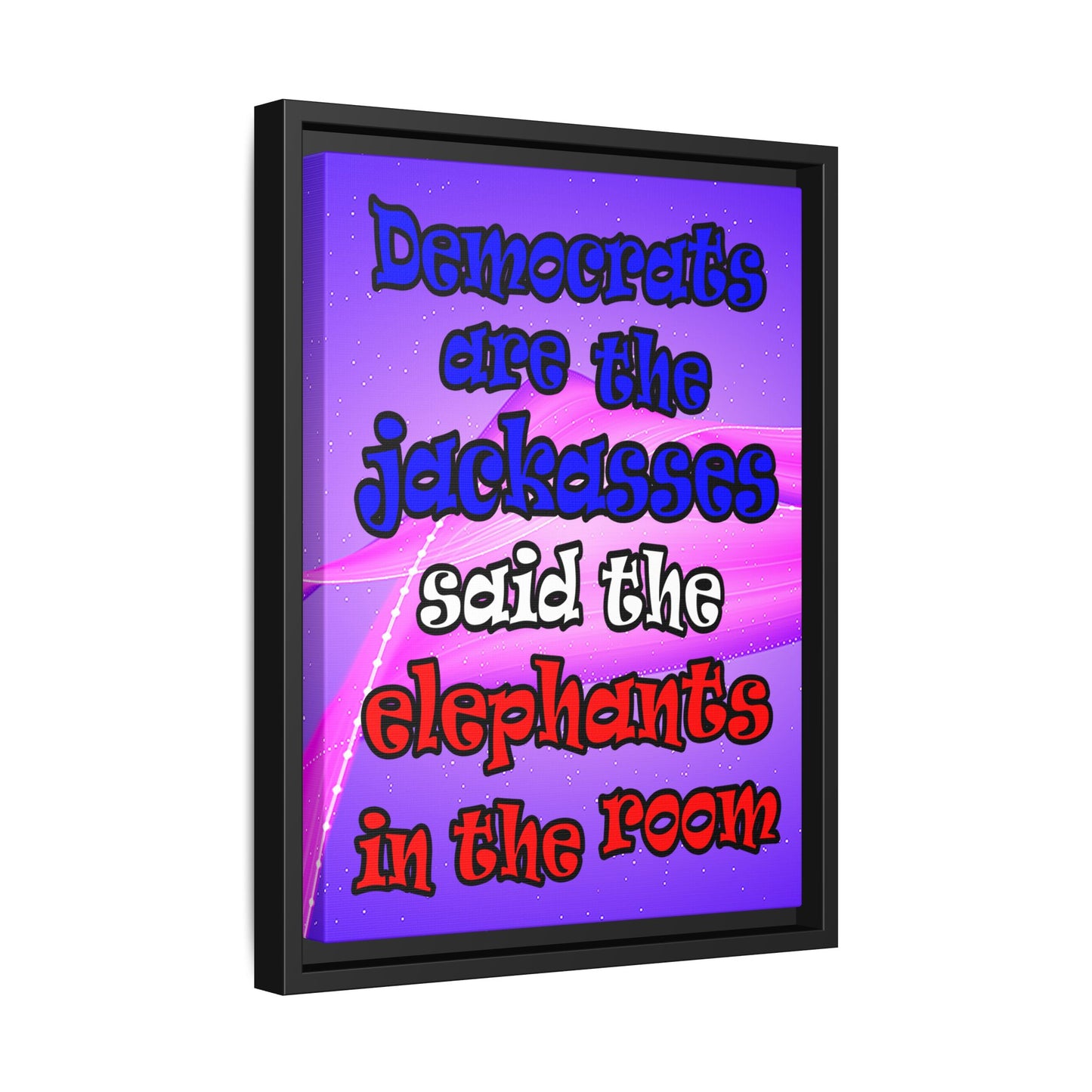 donkeys and elephants - framed canvas art (purple-pink wave)