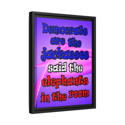 donkeys and elephants - framed canvas art (purple-pink wave)