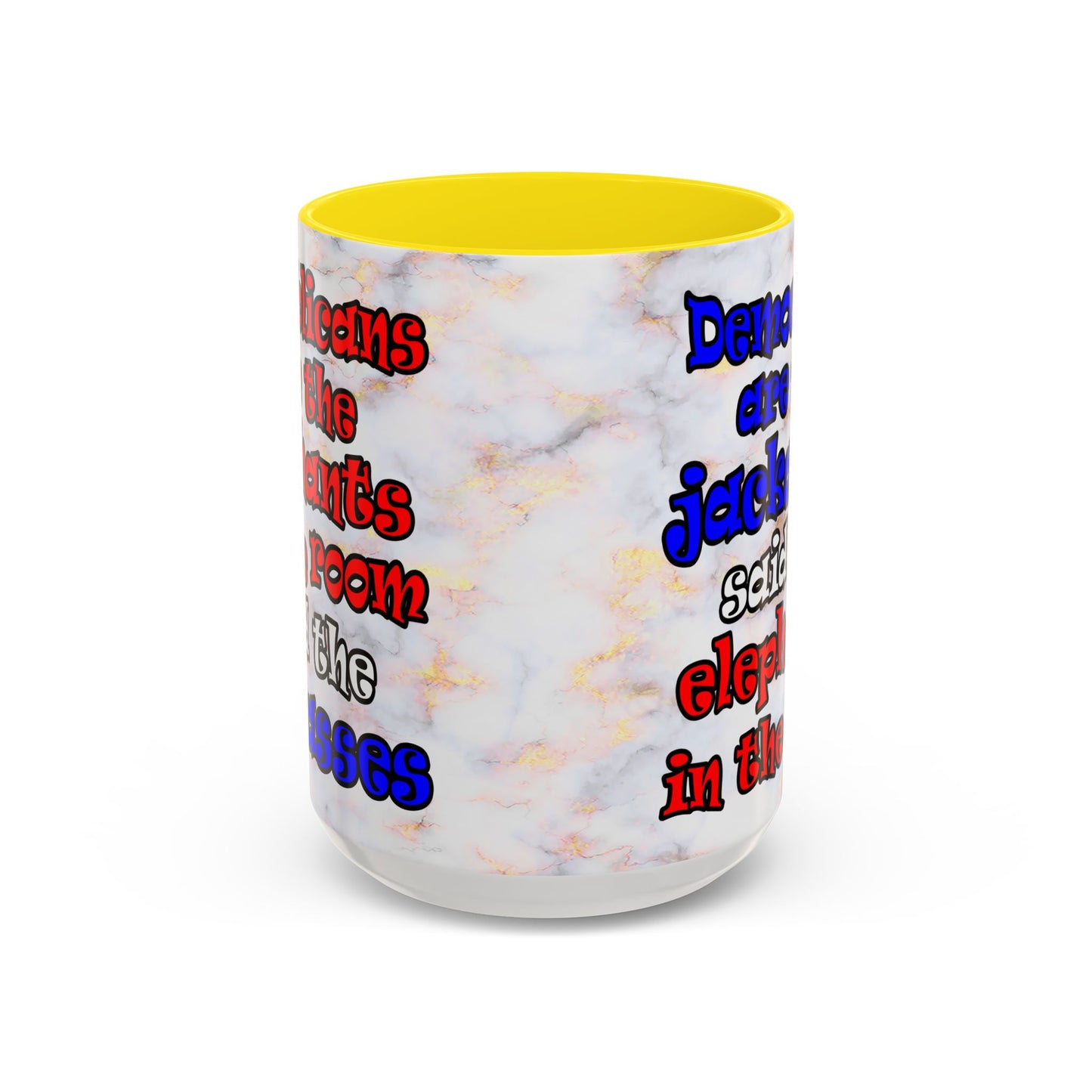 donkeys and elephants - Accent Mug (white marble)