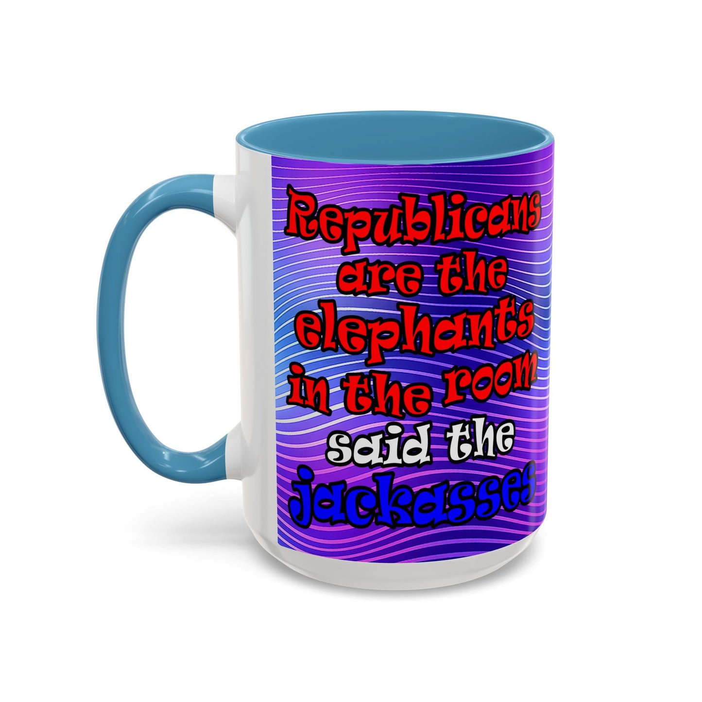 donkeys and elephants - Accent Mug (purple wave)