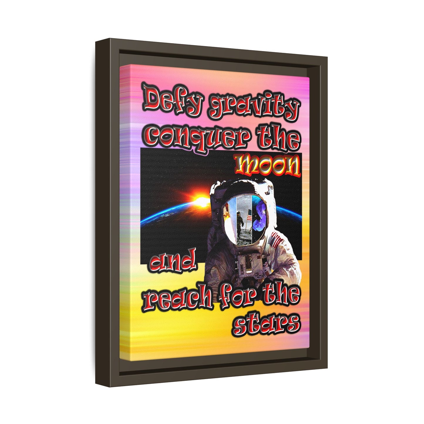 defy conquer reach - framed canvas art (color blur)