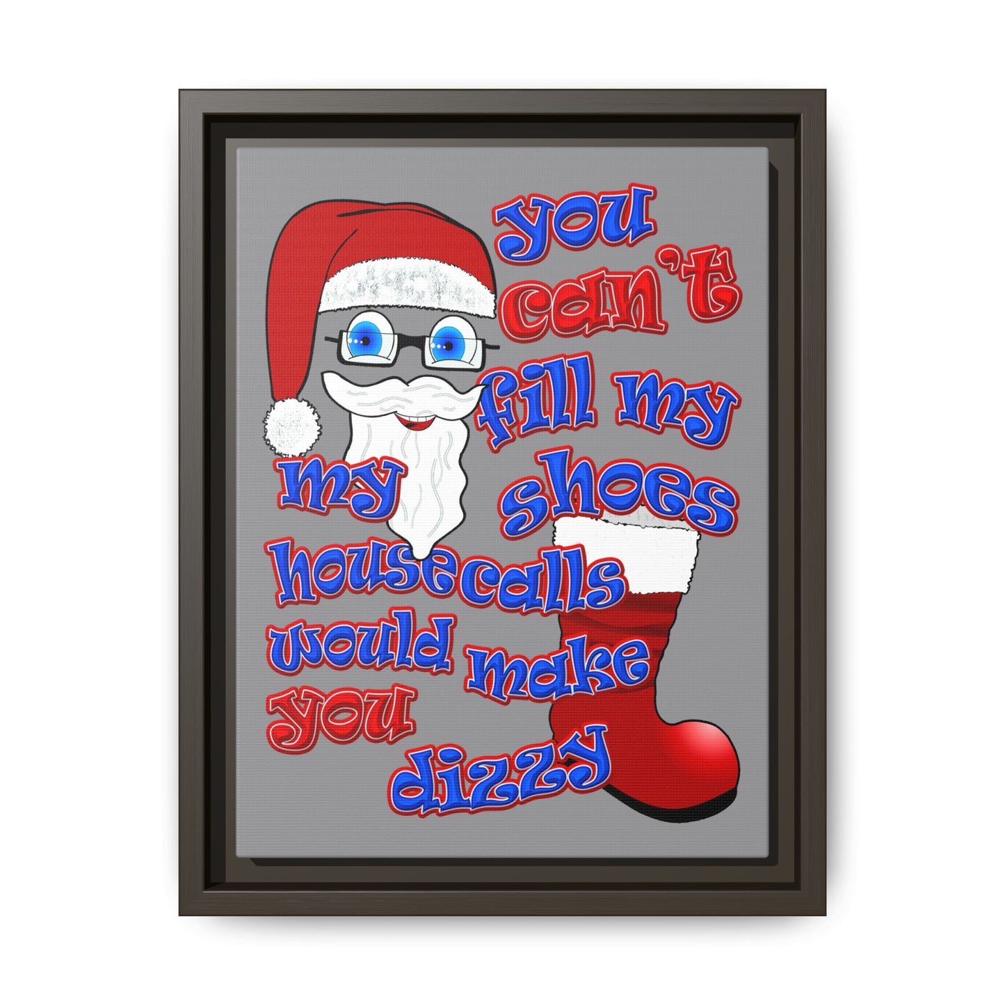 santa's shoes - framed canvas art (grey)