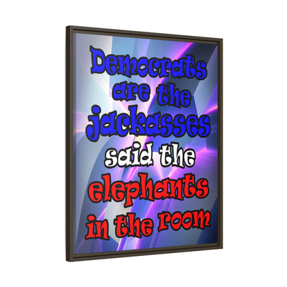 donkeys and elephants - framed canvas art (grey-pink wave)