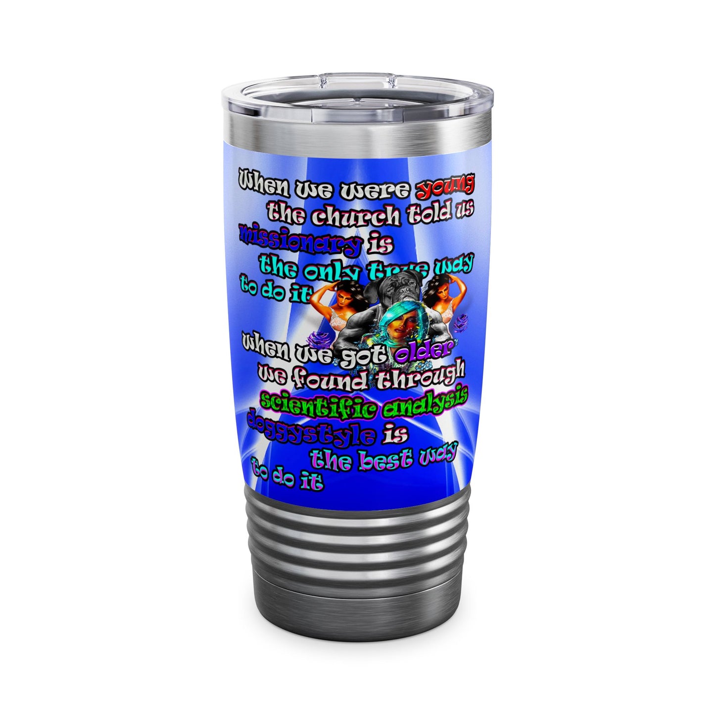 doggystyle - Ringneck Tumbler, 20oz (blue-white wave)