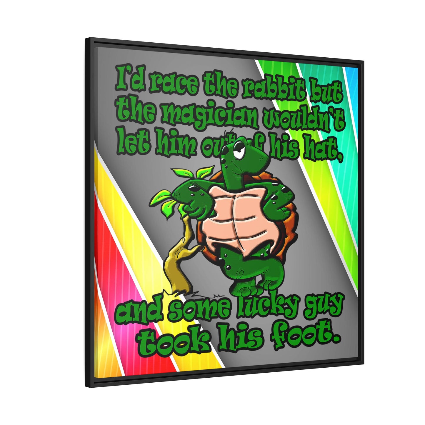 turtle race - framed canvas art (rainbow split)