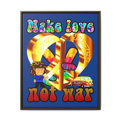 love peace - framed canvas art (dark blue)