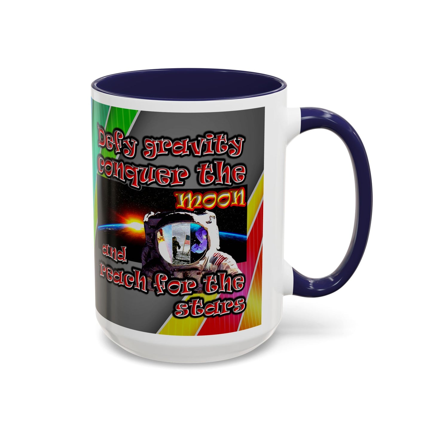 defy conquer reach - Accent Mug (rainbow split)