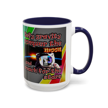 defy conquer reach - Accent Mug (rainbow split)