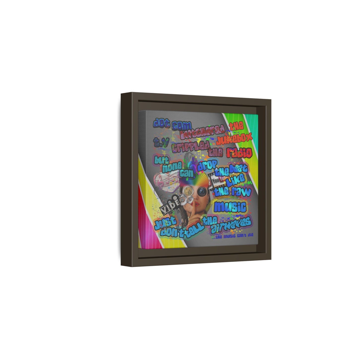 drop the beat - framed canvas art (rainbow split)