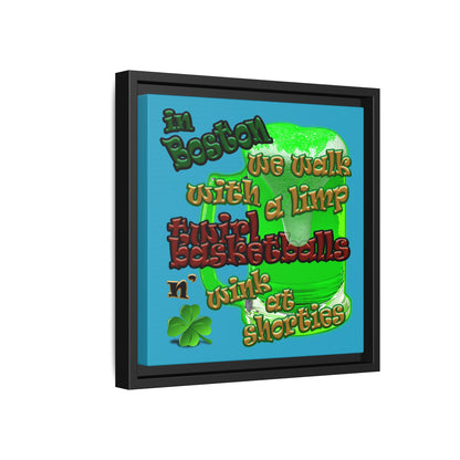 celtics logo - framed canvas art (turquoise)