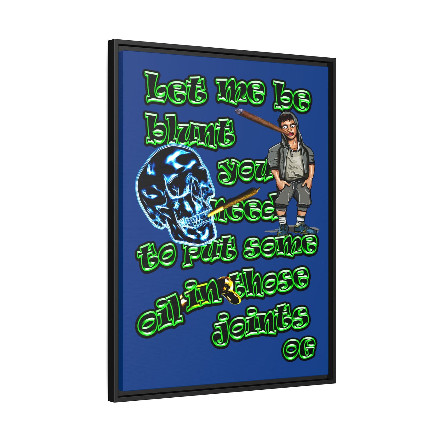 og - framed canvas art (dark blue)