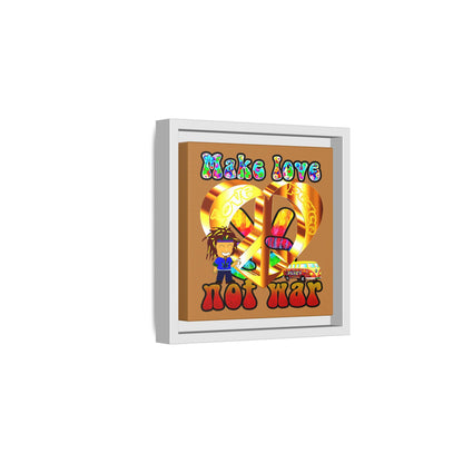 love peace - framed canvas art (light brown)