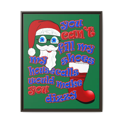 santa's shoes - framed canvas art (dark green)