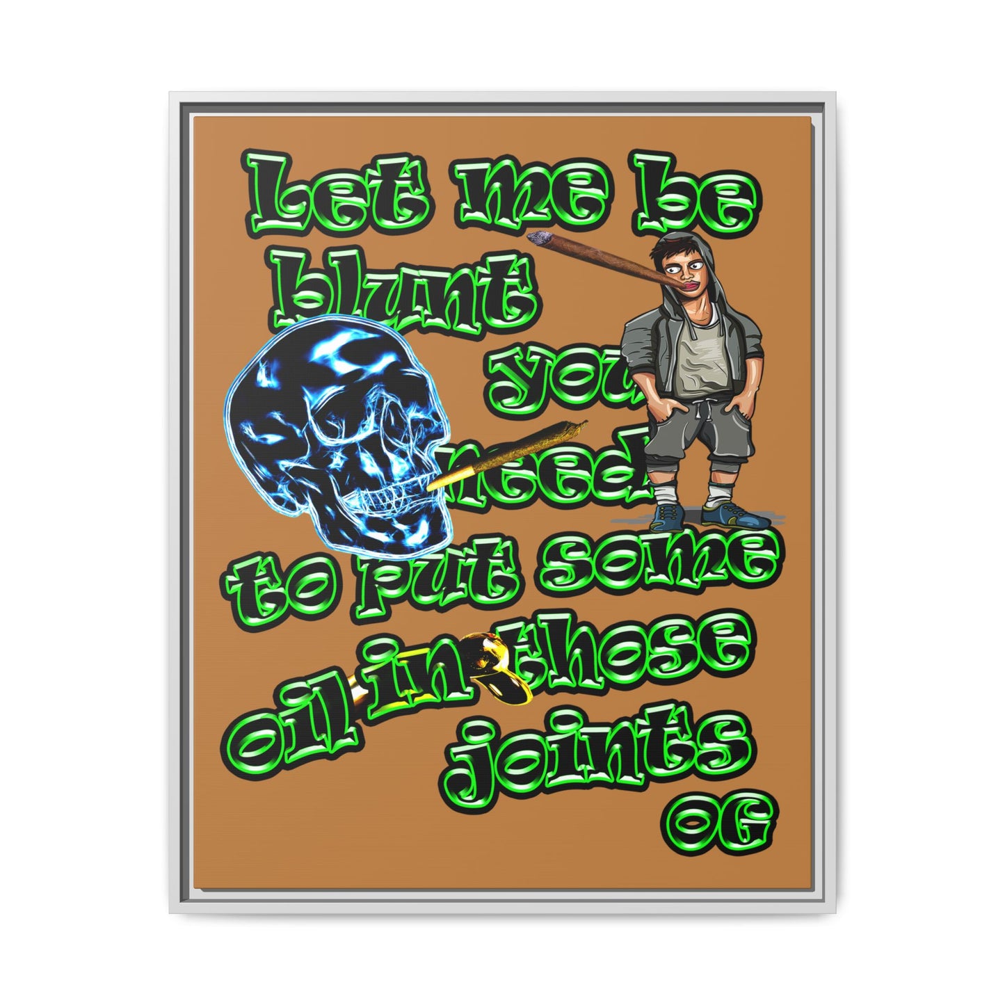 og - framed canvas art (light brown)