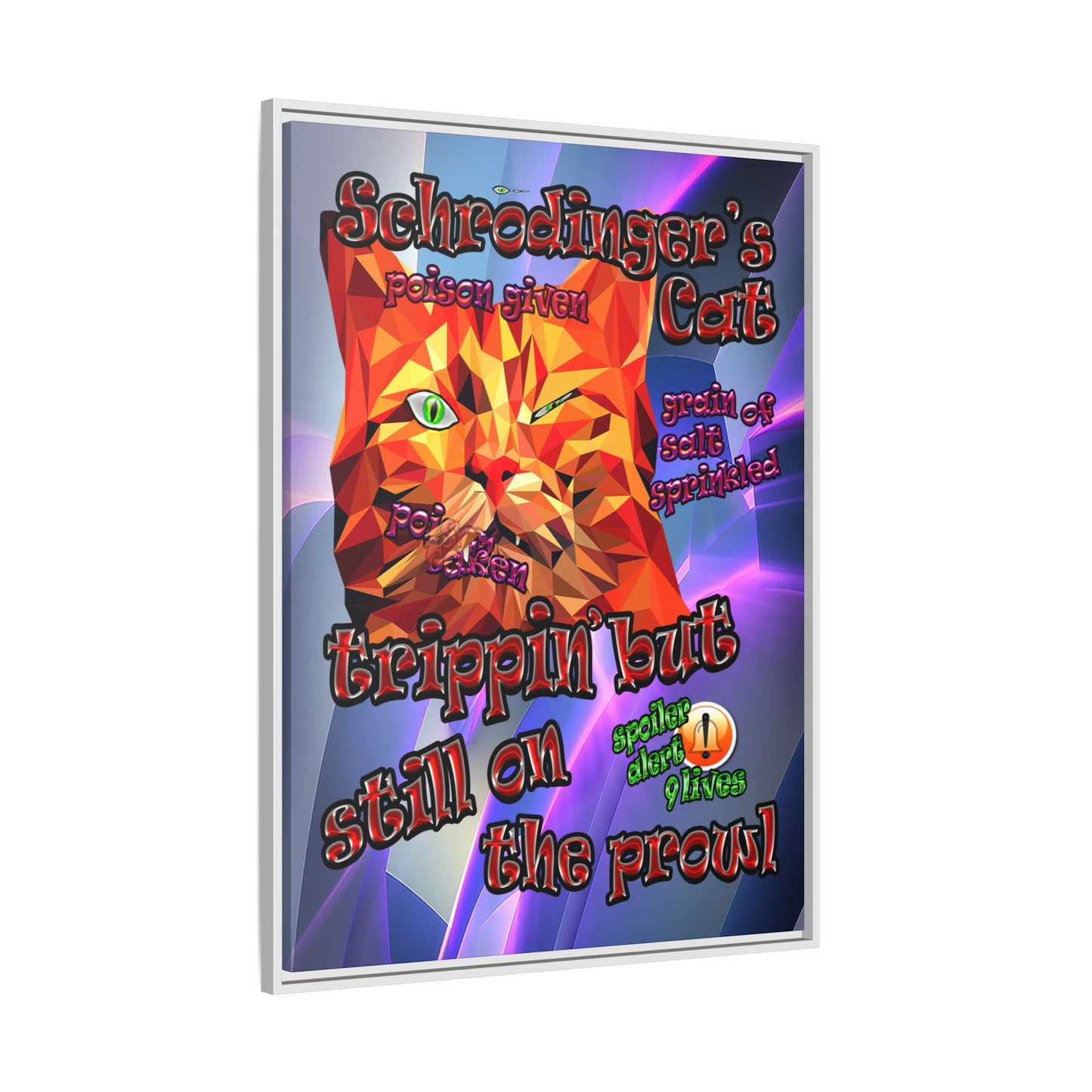 schrodinger's cat - framed canvas art (grey-pink wave)