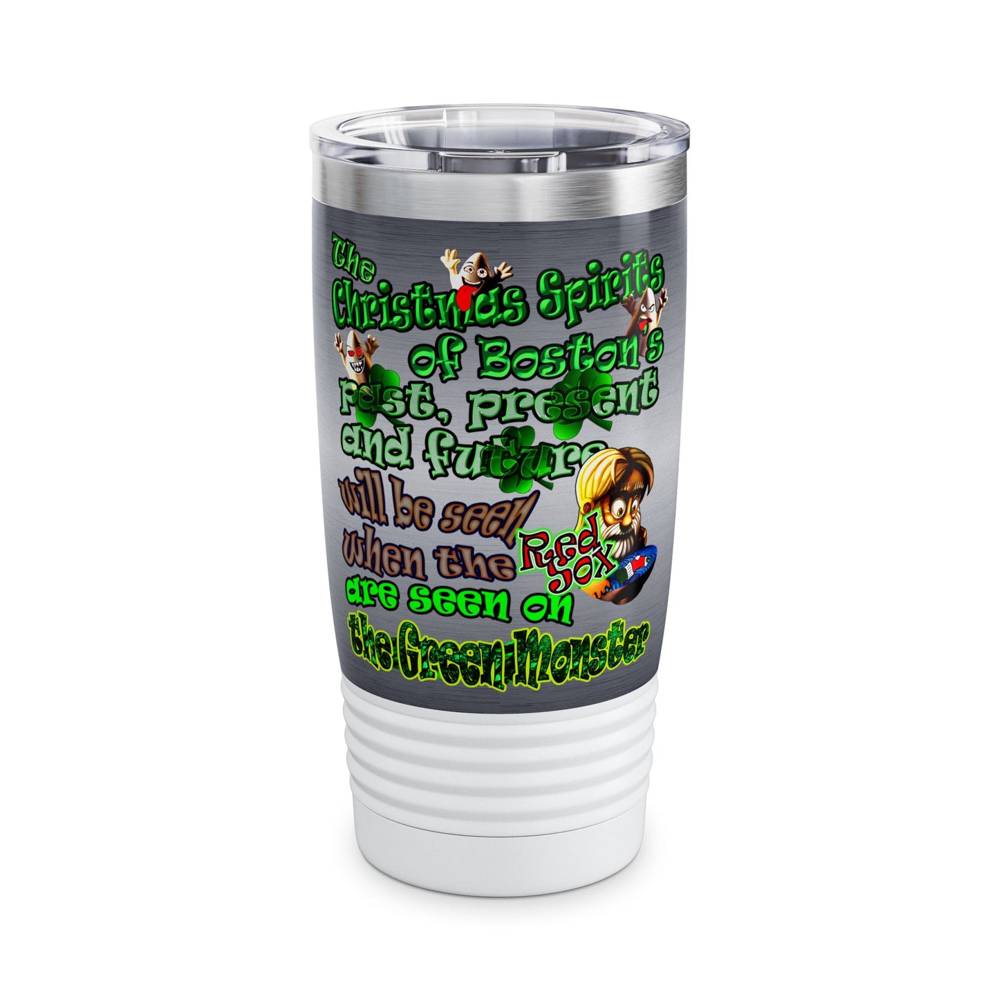 christmas spirits of boston - Ringneck Tumbler, 20oz (brushed nickel)