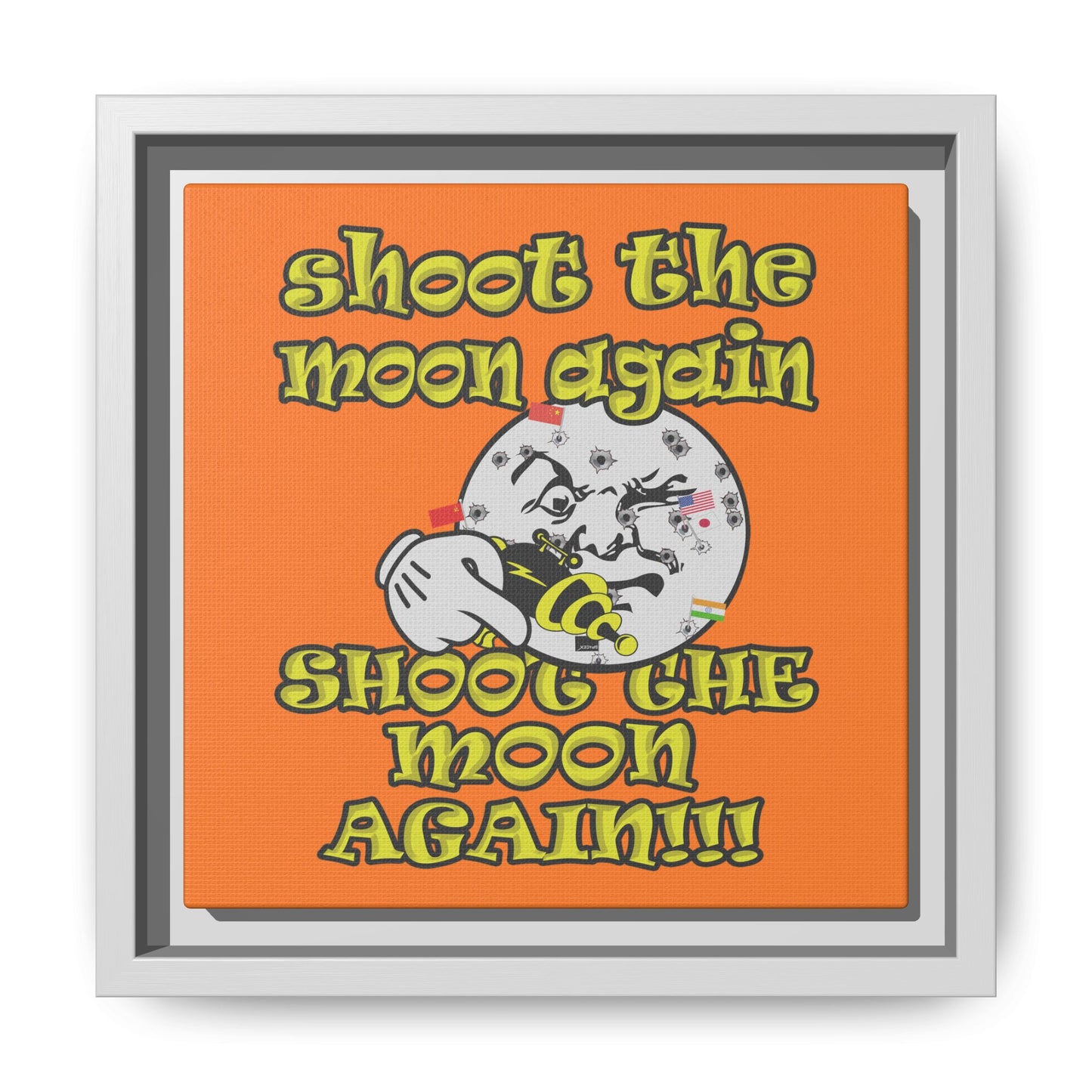 shoot the moon again - framed canvas art (crusta)