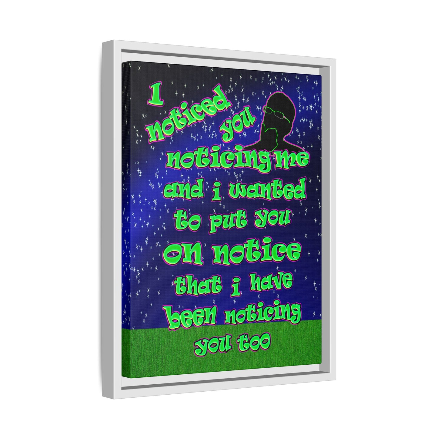 noticed you noticing - framed canvas art ('snoops' background)