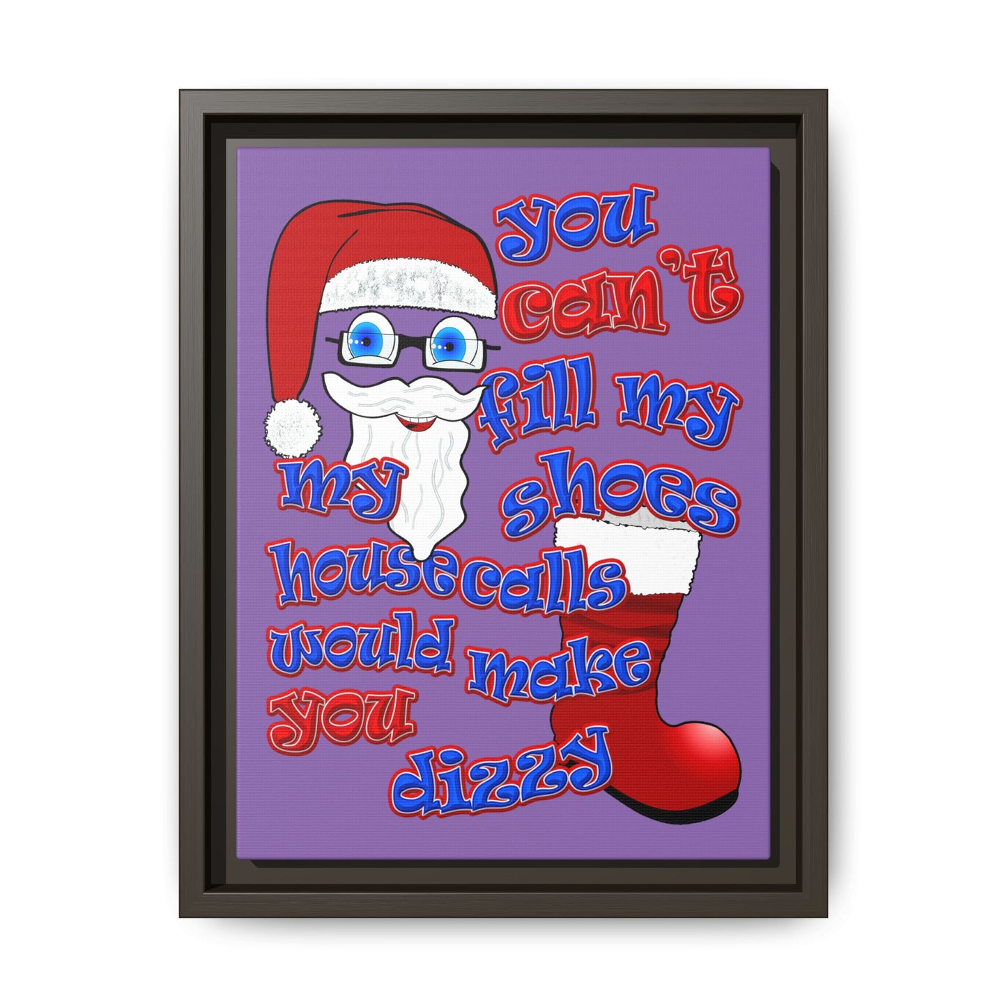 santa's shoes - framed canvas art (light purple)