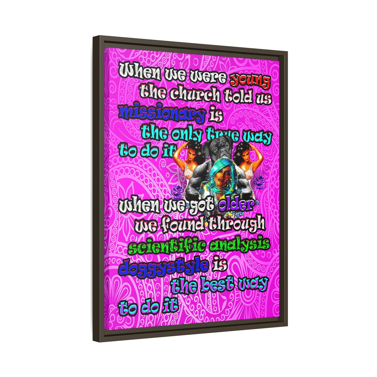 doggystyle - framed canvas art (pink swirl)