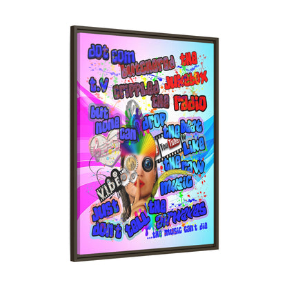 drop the beat - framed canvas art (light blue-pink wave)