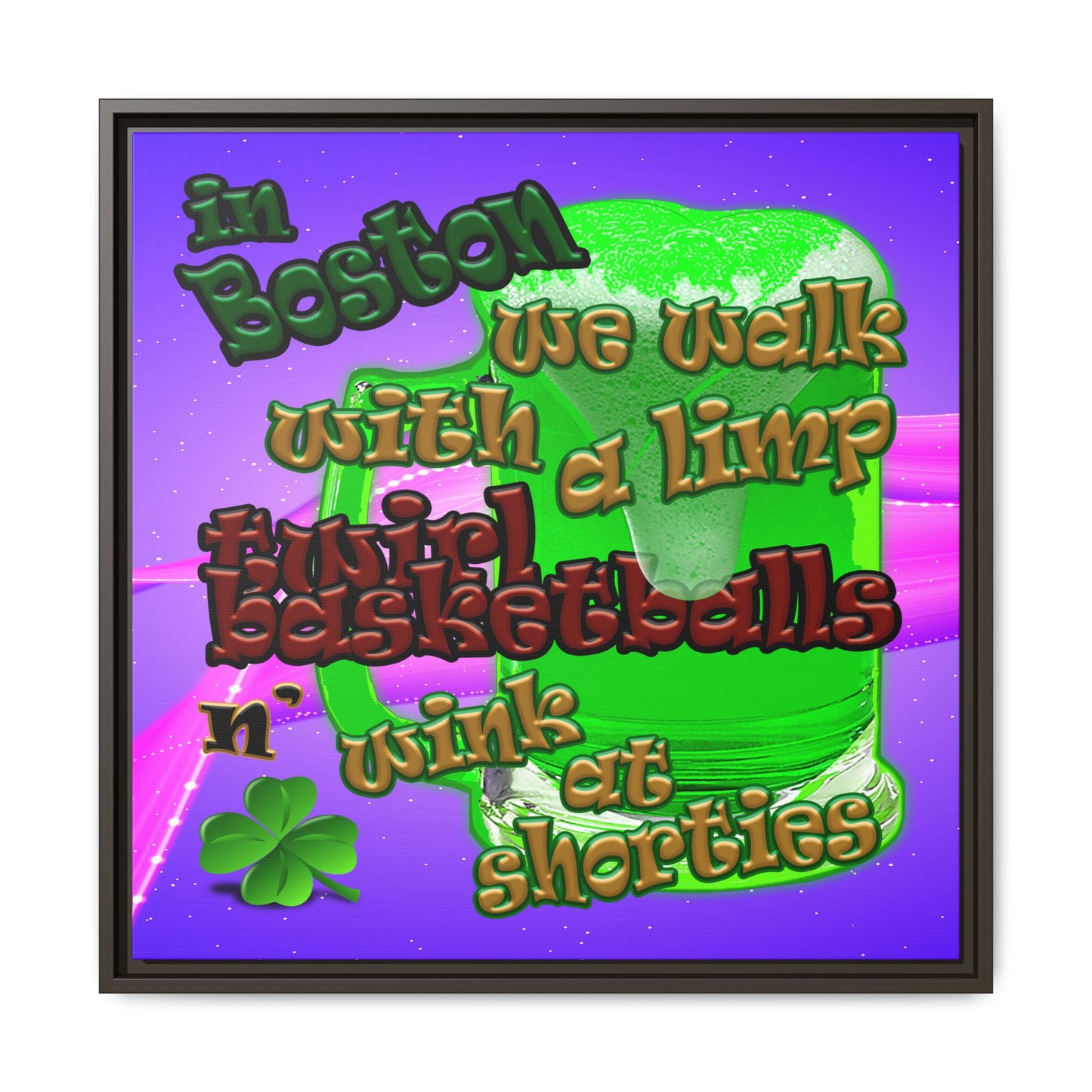 celtics logo - framed canvas art (purple-pink wave)