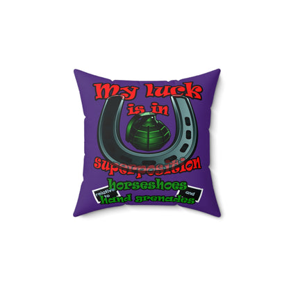 my luck - Spun Polyester Square Pillow - (purple)
