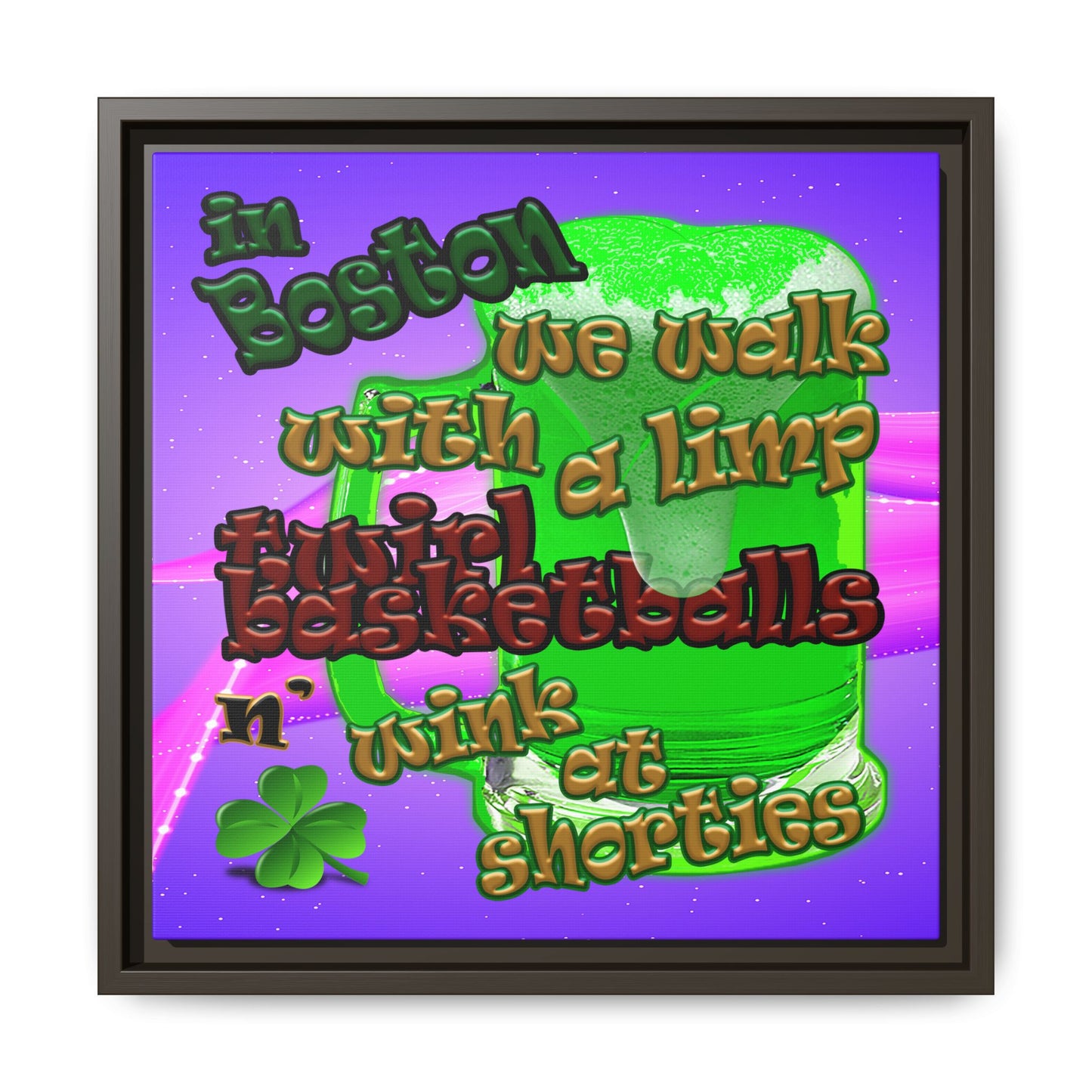 celtics logo - framed canvas art (purple-pink wave)