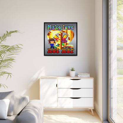 love peace - framed canvas art (brushed nickel)