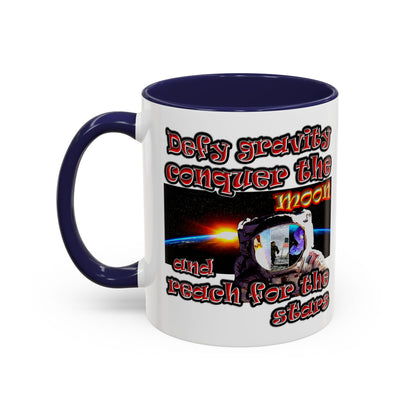 defy conquer reach - Accent Mug (white)