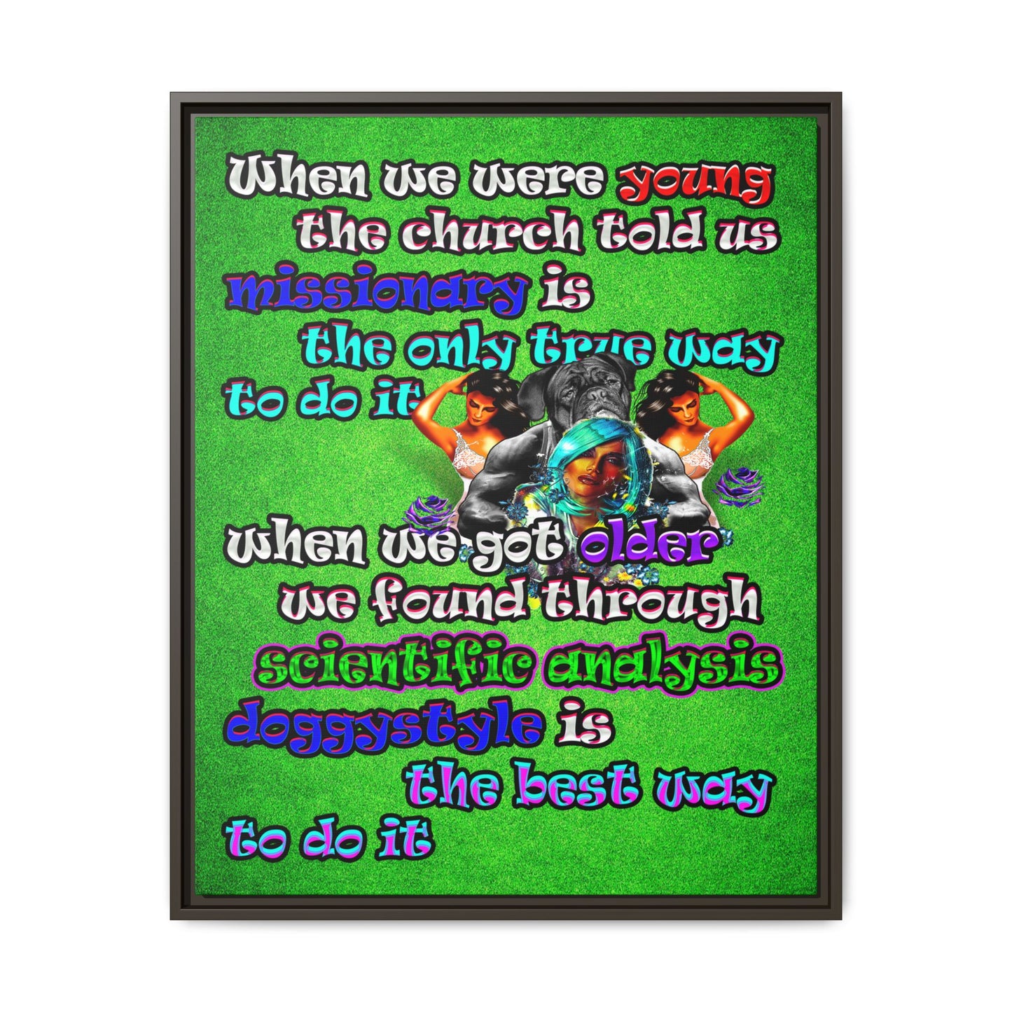 doggystyle - framed canvas art (green turf)