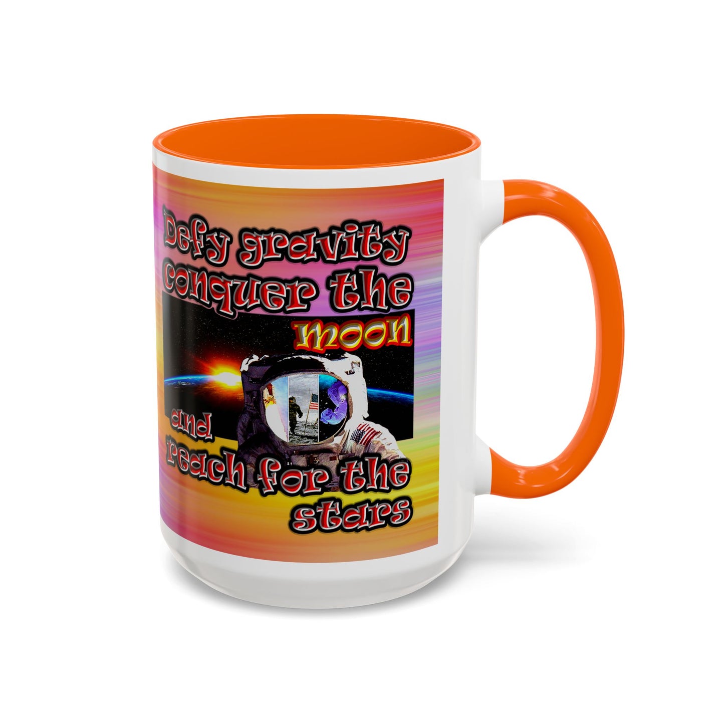 defy conquer reach - Accent Mug (color blur)
