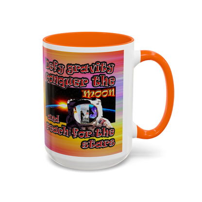 defy conquer reach - Accent Mug (color blur)