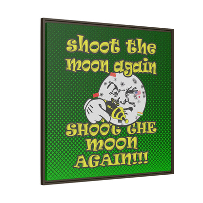 shoot the moon again - framed canvas art (logo green)
