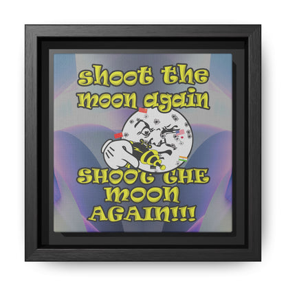 shoot the moon again - framed canvas art (grey-pink wave)