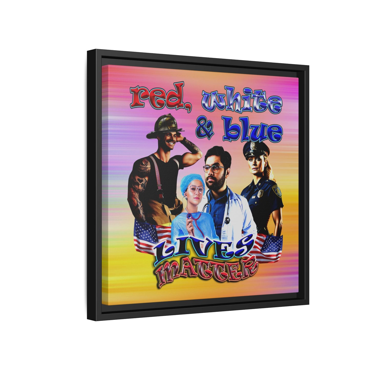 rw&b lives matter - framed canvas art (color blur)