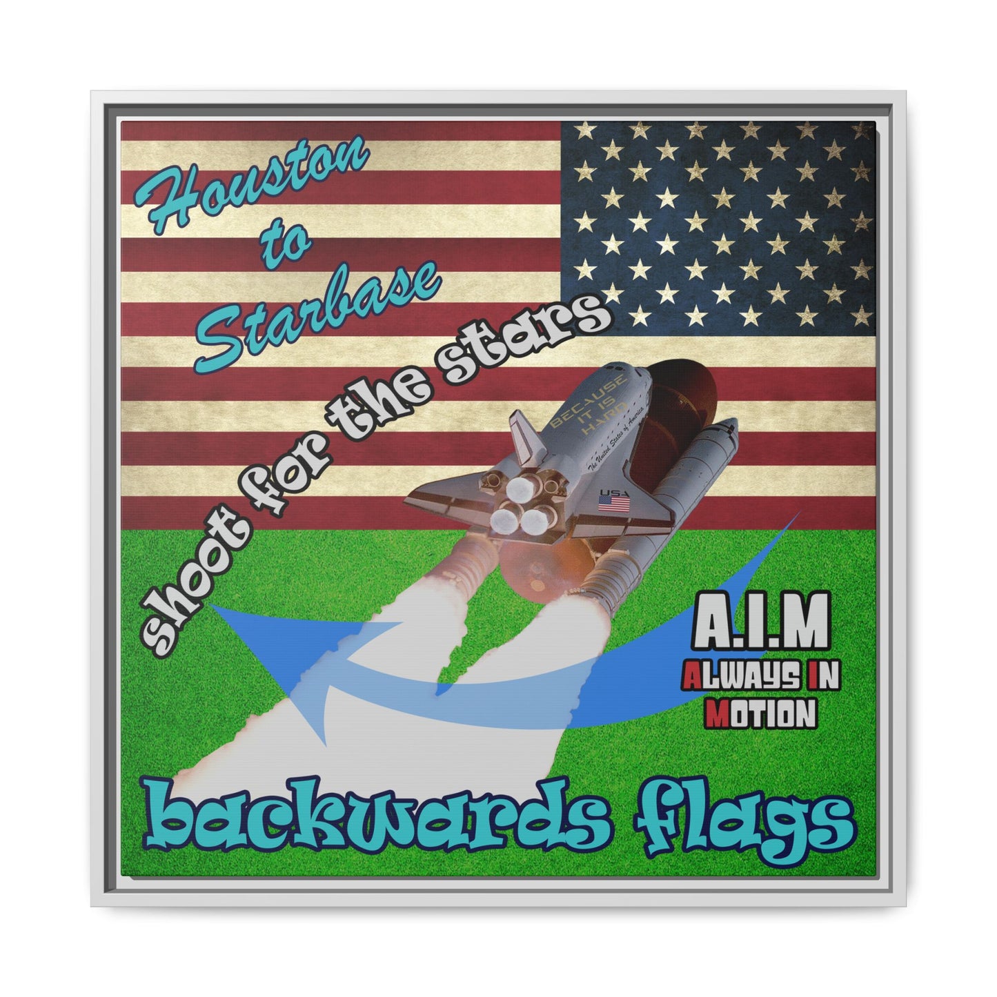 shoot for the stars - framed canvas art (green turf)