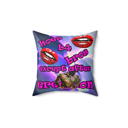 hoes b4 bros - Faux Suede Square Pillow - (grey-pink wave)