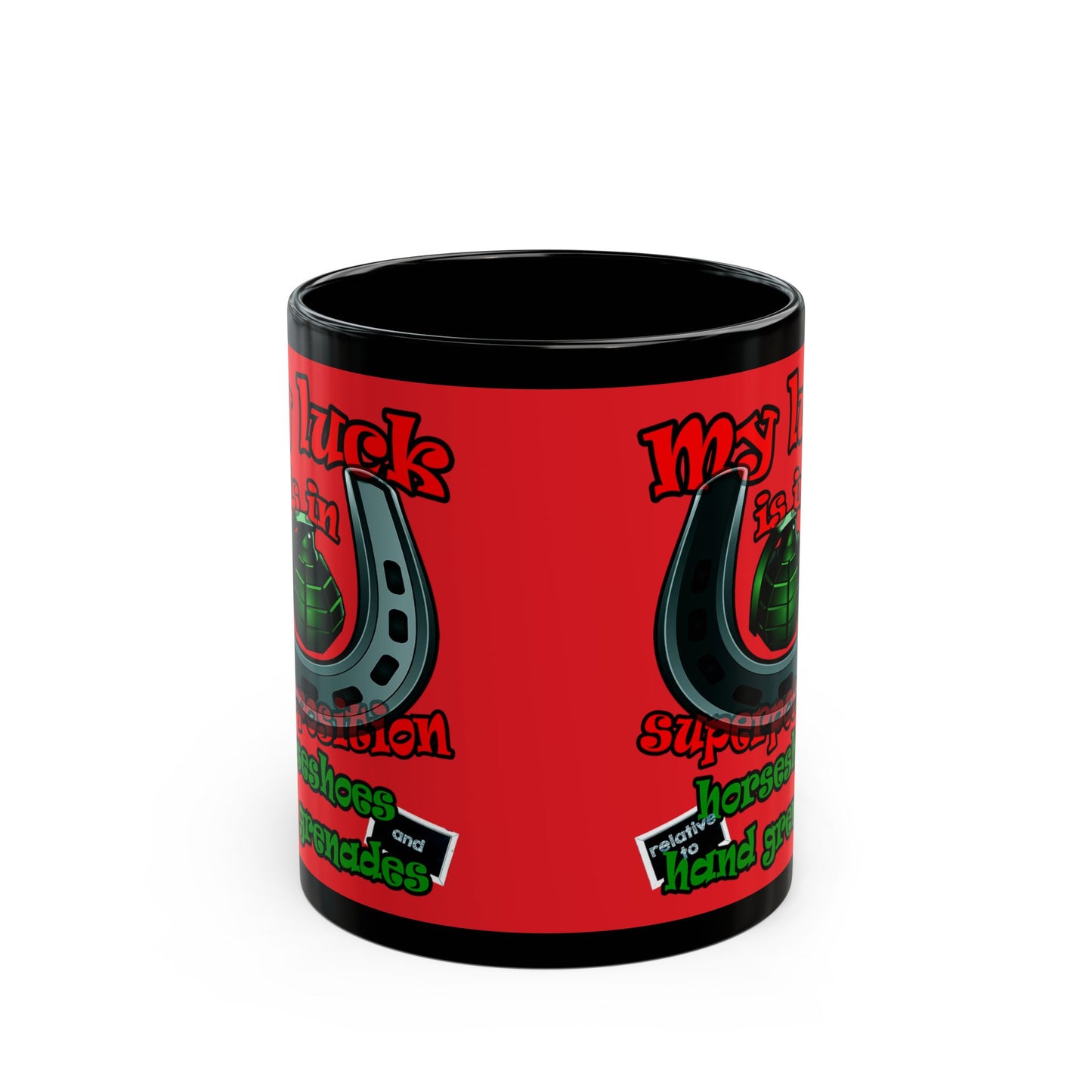 my luck - Black Mug (red)
