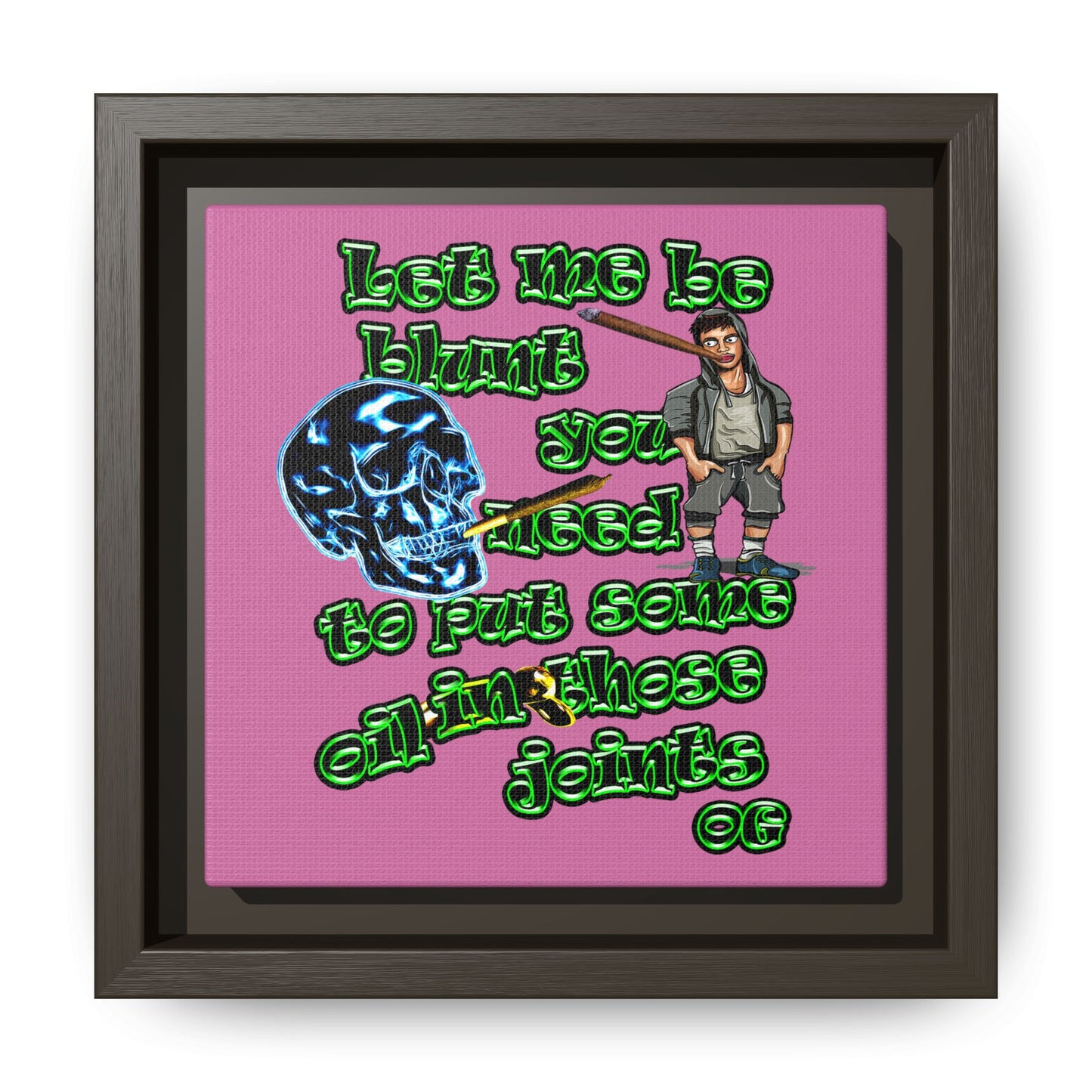 og - framed canvas art (light pink)